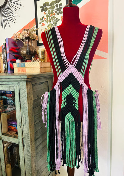 Color Criss-Cross Macrame Dress