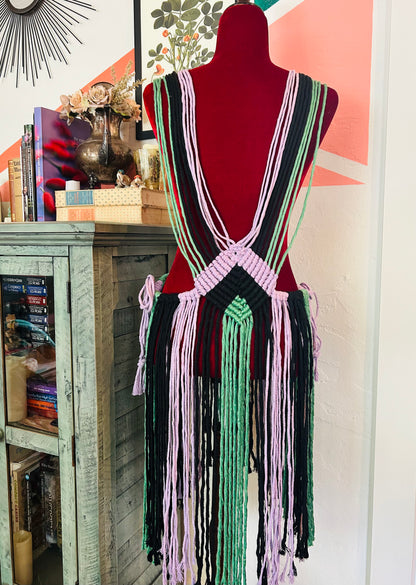 Color Criss-Cross Macrame Dress