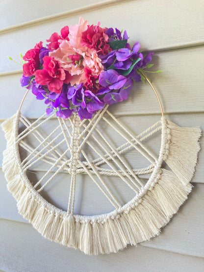 Blooming Macrame Hoop Wreath